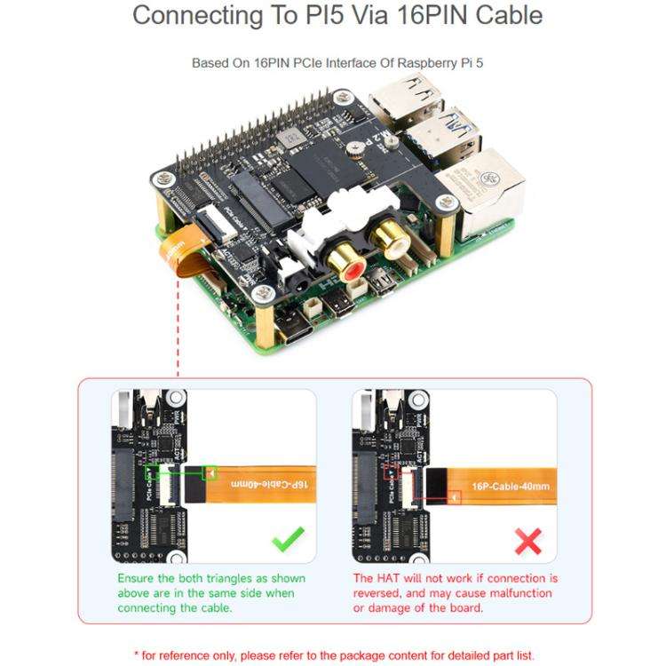 For Raspberry Pi 5 PCIe To M.2 HAT With I2S Audio Extension Supports NVMe Protocol Solid State Dr...