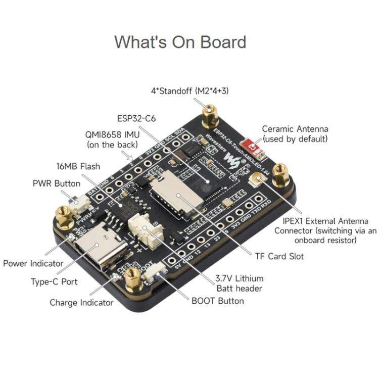 Waveshare ESP32-C6 1.64 Inch AMOLED Touch Display Development Board, 280 X 456 Resolution, Suppor...