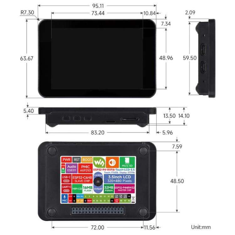 Waveshare 33511 ESP32-P4 3.5 Inch Smart Vision Development Board Built-In Microphone And Speaker,...