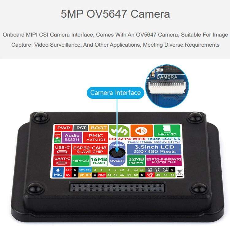 Waveshare 33511 ESP32-P4 3.5 Inch Smart Vision Development Board Built-In Microphone And Speaker,...