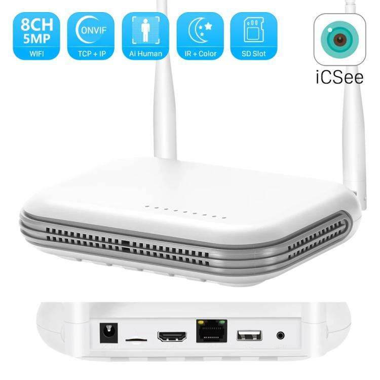 8CH Wireless NVR System For Security Cameras 5MP/3MP WiFi Network Video Recorder Support 2.5-Inch...