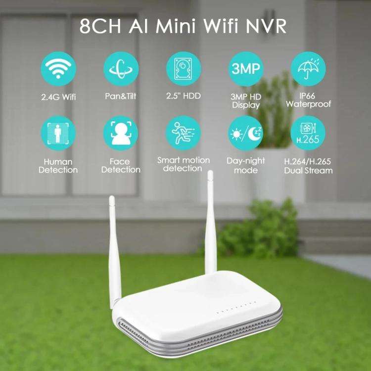 8CH Wireless NVR System For Security Cameras 5MP/3MP WiFi Network Video Recorder Support 2.5-Inch...