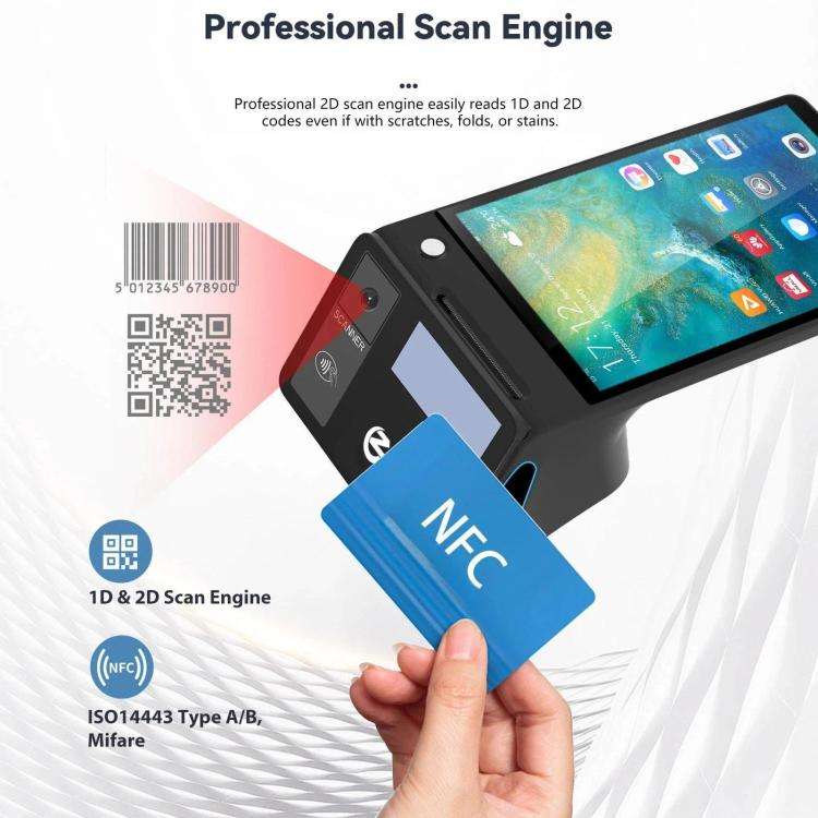 Z108 Android Handheld POS Cash Register, Dual-Screen Touch Scanning Payment Device For Supermarke...