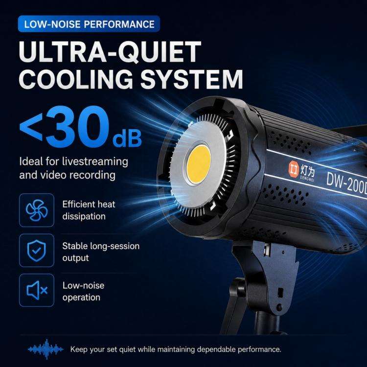 DENGWEI DW200D 200W COB LED Video Light Daylight Balanced Continuous Output Studio Lamp, EU Plug,...