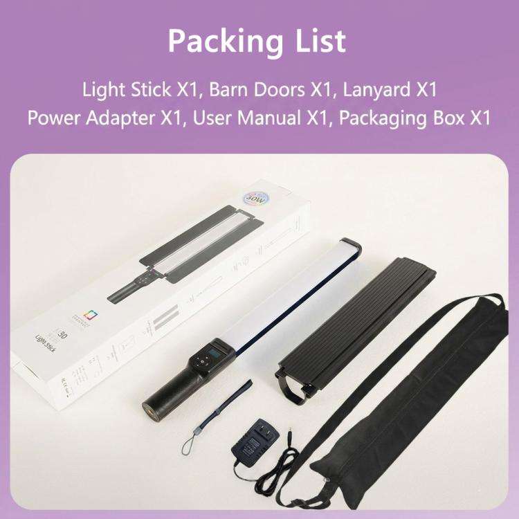 DENGWEI 30W Handheld RGB Light Wand Rechargeable LED Video Light Stick 2700K-8500K Full Color Pho...
