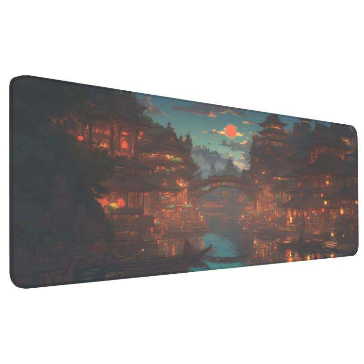 Stain-Resistant Ancient Landscape Mouse Pad, E-Sports Gaming Keyboard Desk Mat, 30 x 80 x 0.2cm, ...