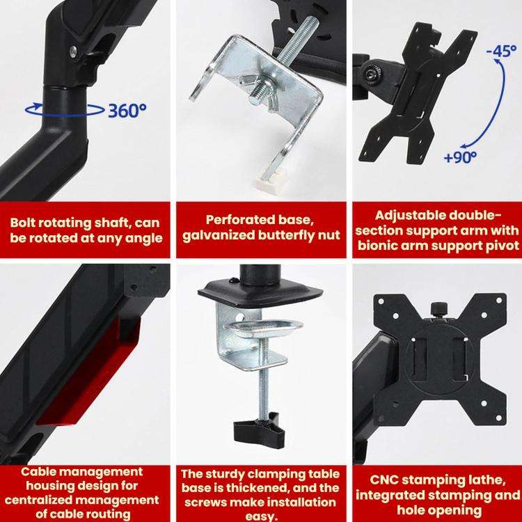 10-32 Inch Monitor Cylinder Spring Cantilever Desktop Height-Adjustable Bracket, DY-01