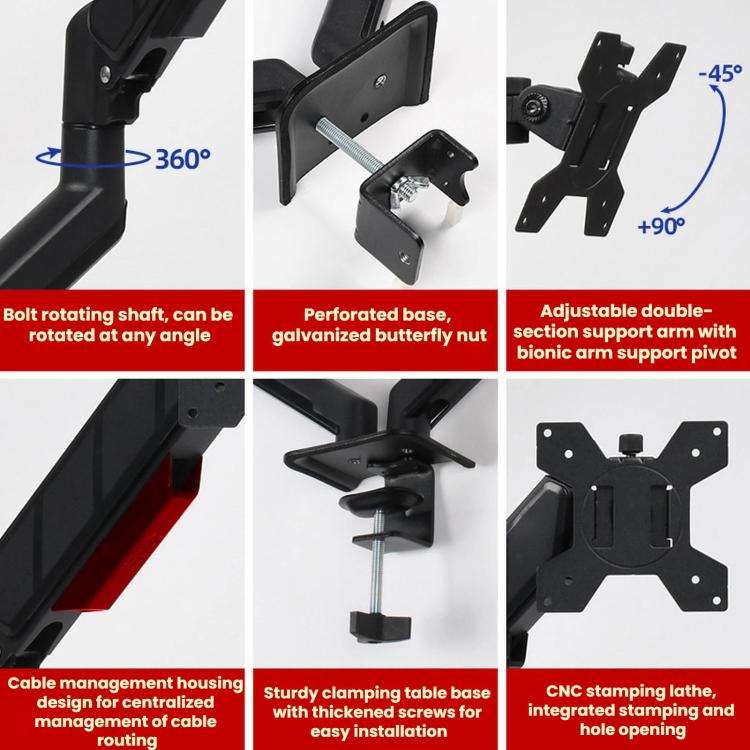 32-Inch Pneumatic Arm Dual-Screen Height-Adjustable Computer Monitor Stand, DY-02