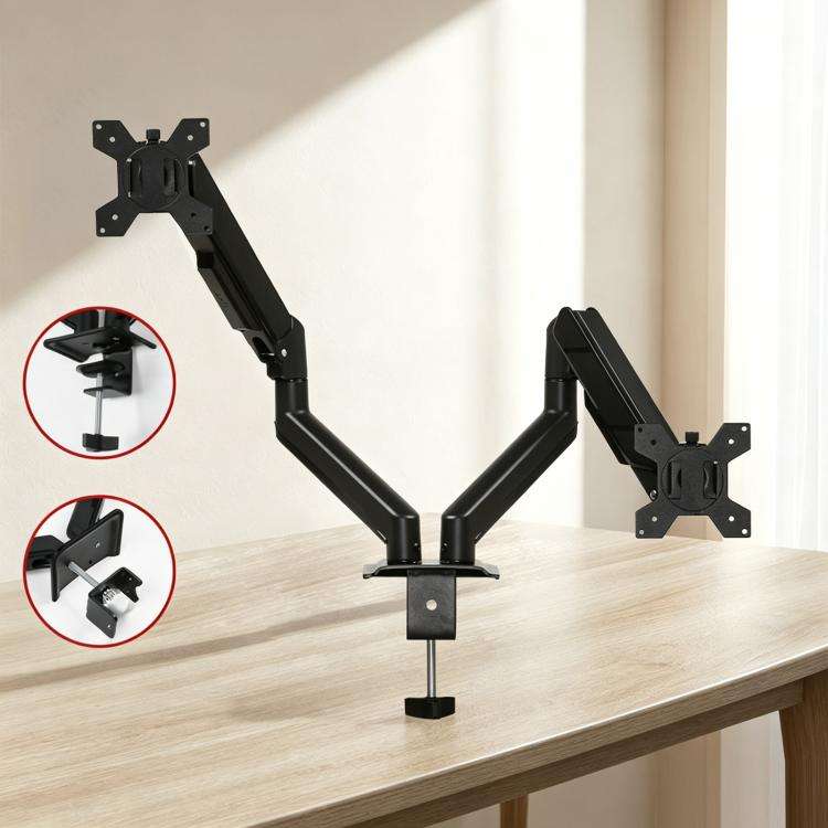 32-Inch Pneumatic Arm Dual-Screen Height-Adjustable Computer Monitor Stand, DY-02