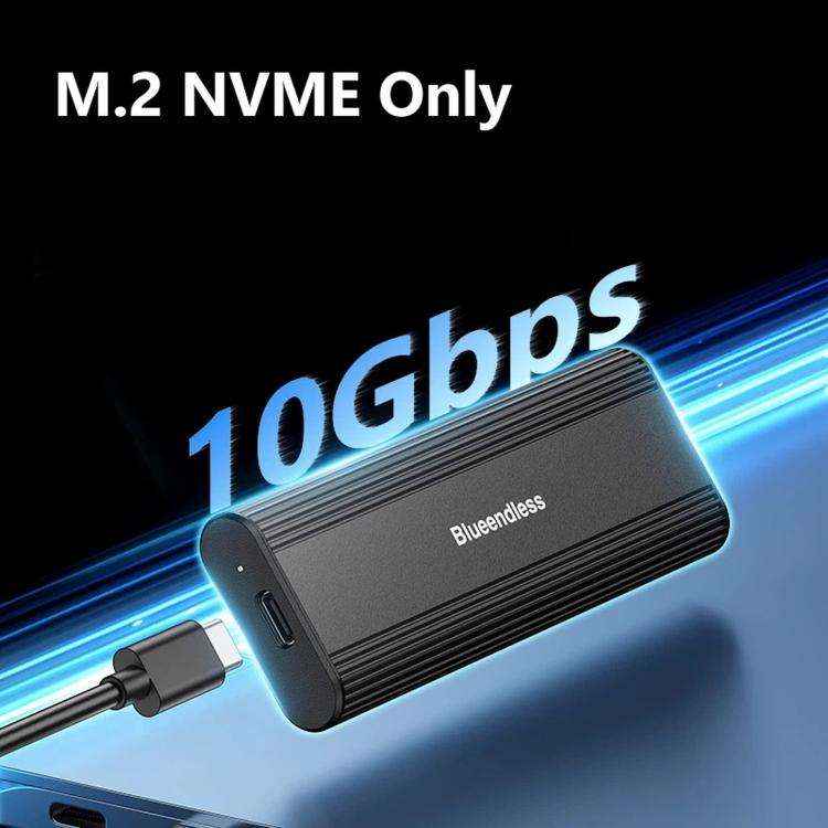 SSD Enclosure 10Gbps Aluminum USB-C 3.2 Solid State Drives, Supports Max 8TB, Blueendless 2821N M...