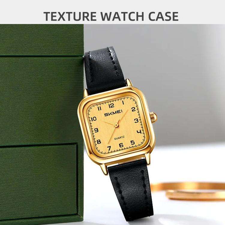 SKMEI 2579 Square Ladies Quartz Watch Leather Strap Watch