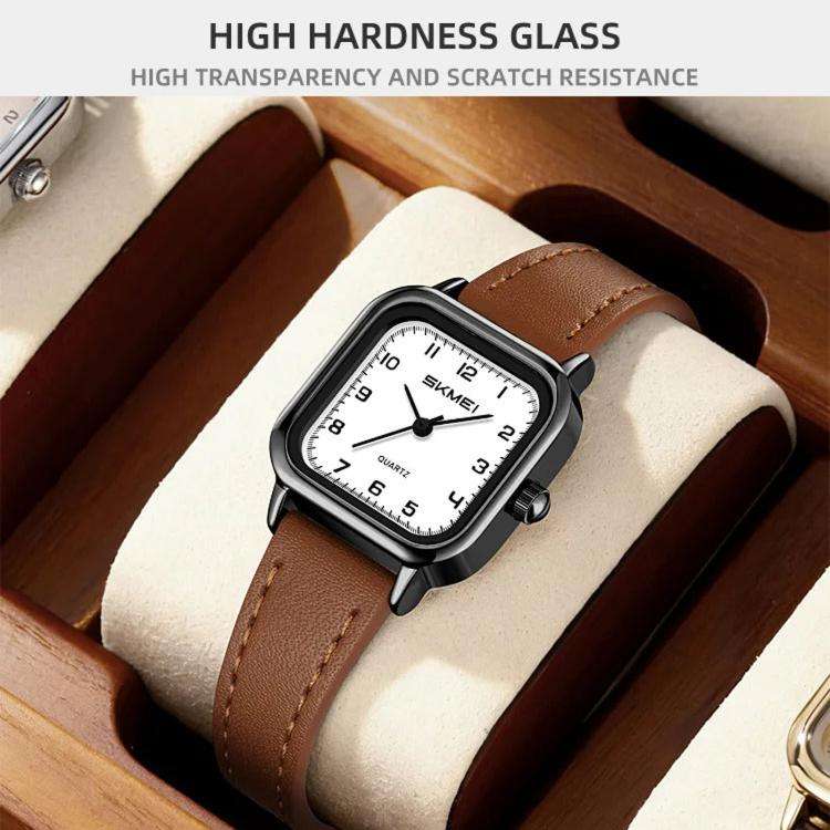 SKMEI 2579 Square Ladies Quartz Watch Leather Strap Watch