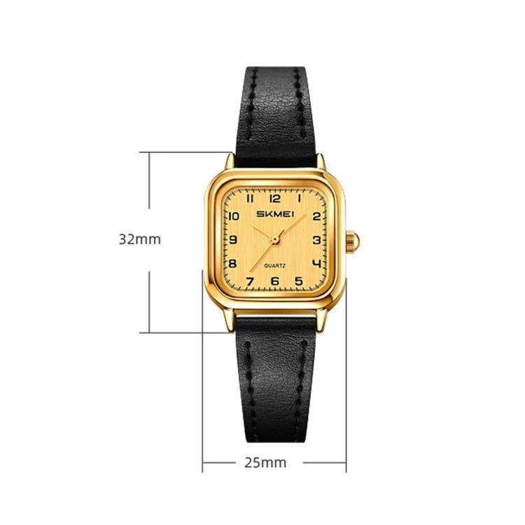 SKMEI 2579 Square Ladies Quartz Watch Leather Strap Watch
