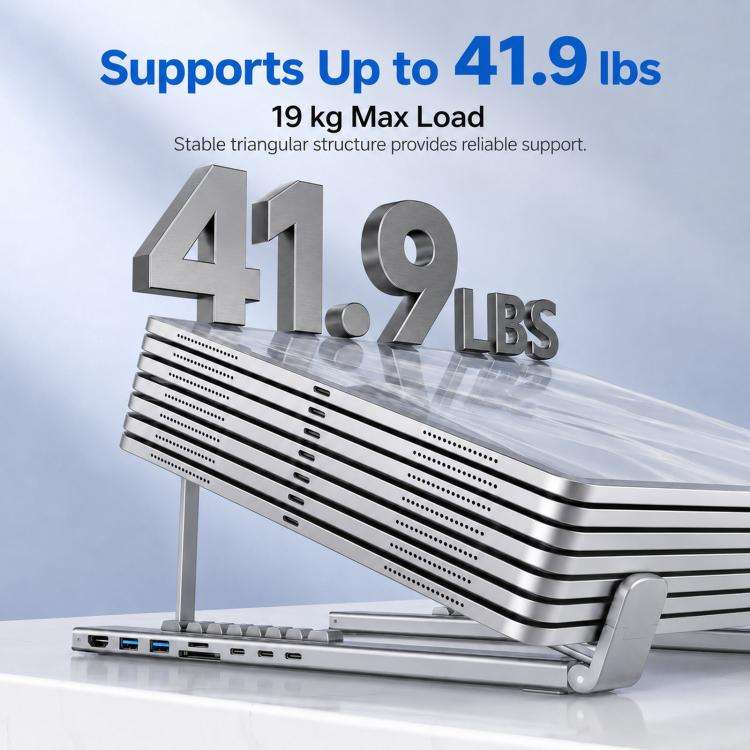 8-In-1 Laptop Stand With USB-C Hub Laptop Riser With Gigabit Ethernet, 4K HDMI, 2 USB 3.0, SD/TF,...