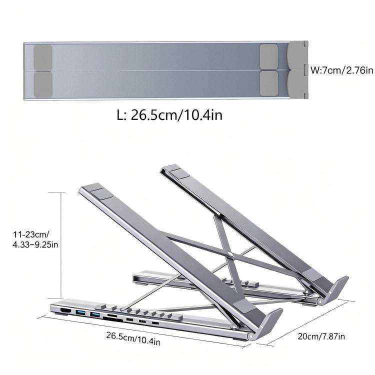 8-In-1 Laptop Stand With USB-C Hub Laptop Riser With Gigabit Ethernet, 4K HDMI, 2 USB 3.0, SD/TF,...