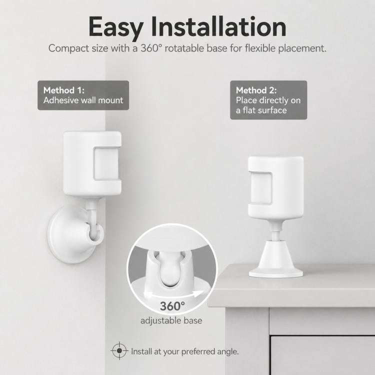 Tuya Zigbee PIR Motion Sensor Smart Human Motion Detector Wireless Home Security Alarm with 360-d...