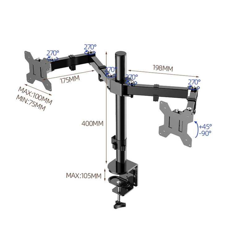 Desk Clamp Style Multi-Angle Rotating Laptop Screen Stand With Height Adjustment, ZX-MT022