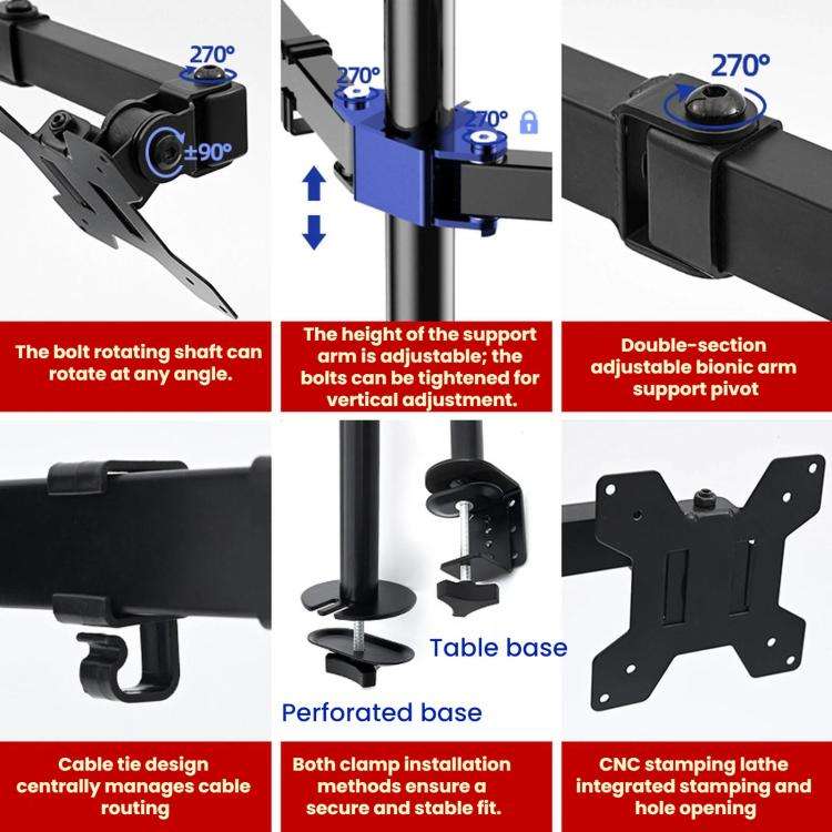 Desk Clamp Style Multi-Angle Rotating Laptop Screen Stand With Height Adjustment, ZX-MT022