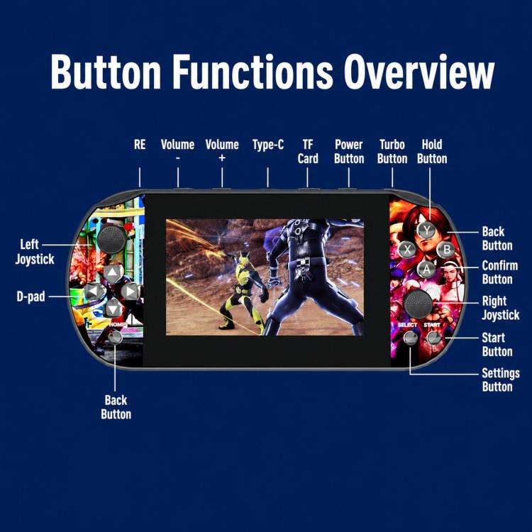 Q3 HD Large-Screen Retro Joystick Handheld Game Console, Blue 32G, Blue 64G, Red 32G, Red  64G