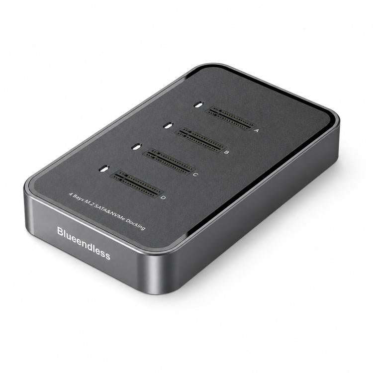 Blueendless DB2804SNA 4-Bay M.2 NVMe/SATA SSD Docking Station USB-C 10Gbps Aluminum SSD Case Supp...