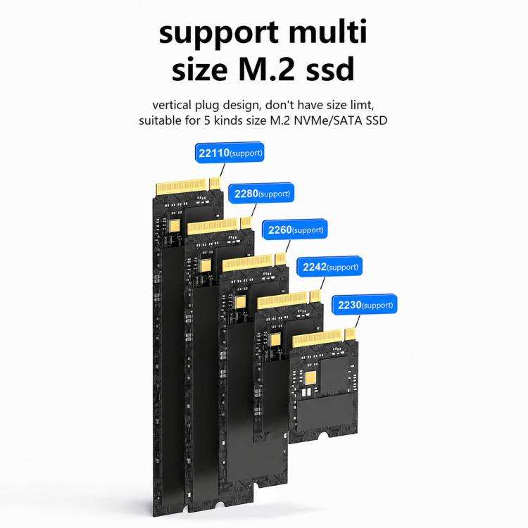 Blueendless DB2804SNA 4-Bay M.2 NVMe/SATA SSD Docking Station USB-C 10Gbps Aluminum SSD Case Supp...