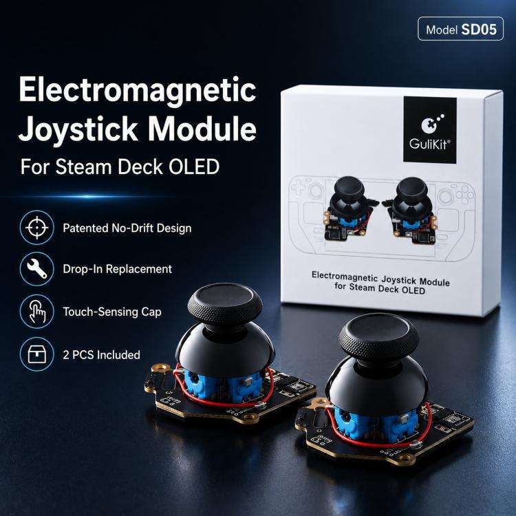 GuliKit SD05 Electromagnetic Joystick Replacement for Steam Deck OLED, Hall Effect Analog Stick R...