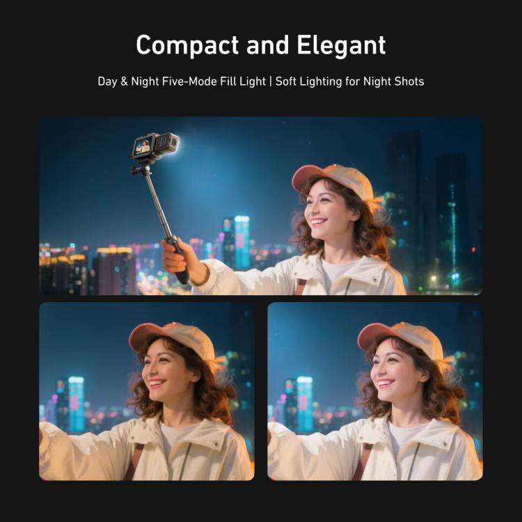 For DJI Action 5 Pro/4/3 TELESIN Quick-Release Mini Vlog Fill Light, IPX5 Waterproof Magnetic LED...