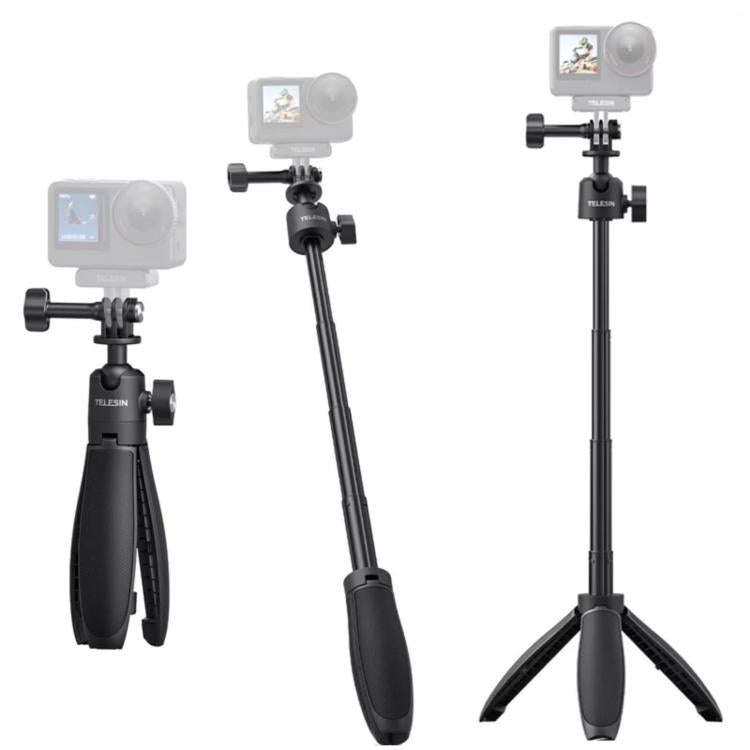 TELESIN Mini Selfie Stick Tripod 3.0 for Action Camera 18-46cm Extendable Aluminum Pole with 360-...