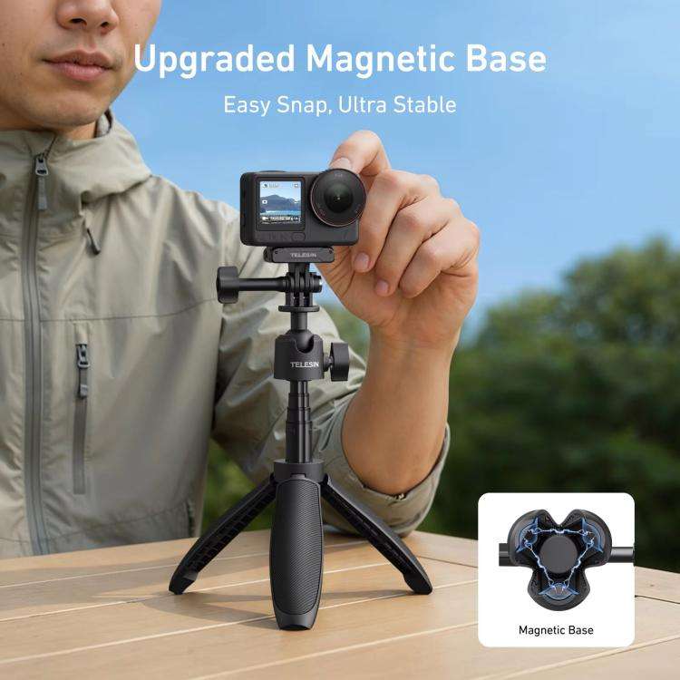 TELESIN Mini Selfie Stick Tripod 3.0 for Action Camera 18-46cm Extendable Aluminum Pole with 360-...