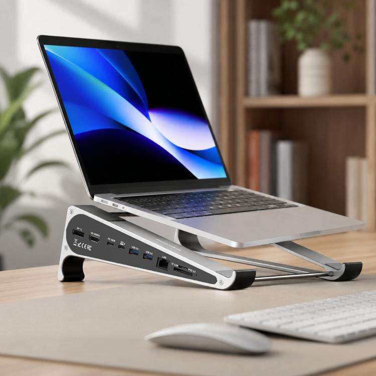 TYPE-C Laptop / Tablet Stand With USB 3.0 Expansion Dock, 9 in 1 Expansion/Triple Display/Etherne...