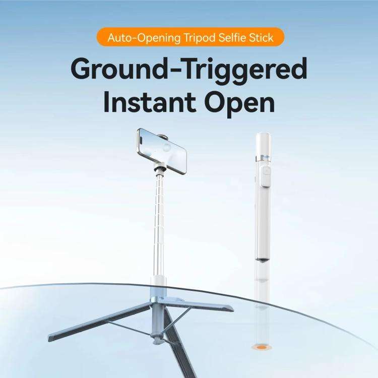 TELESIN 1.7m Auto-Opening Tripod Selfie Stick with Magnetic Remote, Ground-Triggered Phone Tripod...
