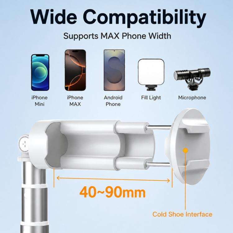 TELESIN 1.7m Auto-Opening Tripod Selfie Stick with Magnetic Remote, Ground-Triggered Phone Tripod...
