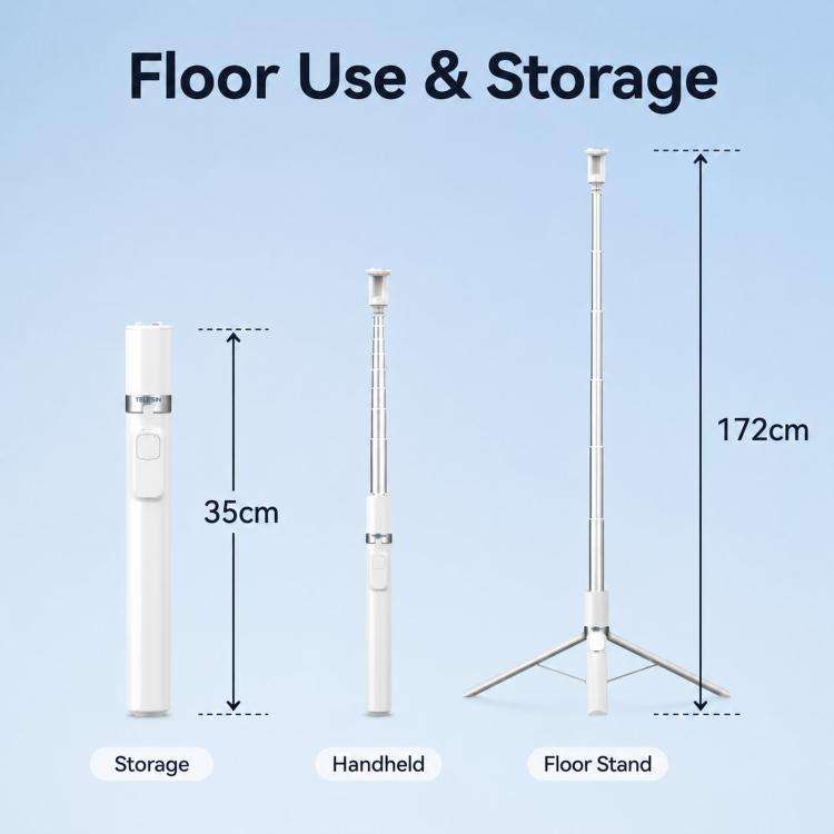 TELESIN 1.7m Auto-Opening Tripod Selfie Stick with Magnetic Remote, Ground-Triggered Phone Tripod...