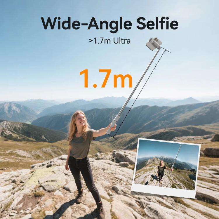 TELESIN 1.7m Auto-Opening Tripod Selfie Stick with Magnetic Remote, Ground-Triggered Phone Tripod...