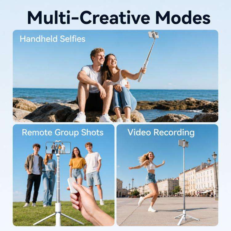 TELESIN 1.7m Auto-Opening Tripod Selfie Stick with Magnetic Remote, Ground-Triggered Phone Tripod...