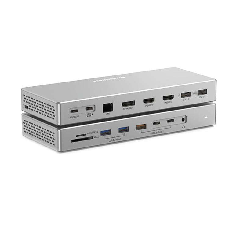 16 In 1 Laptop Quad-Screen Display Expansion Dock Type-C 3.2 Hub, HDMI x 2+DP, DP x 2+HDMI