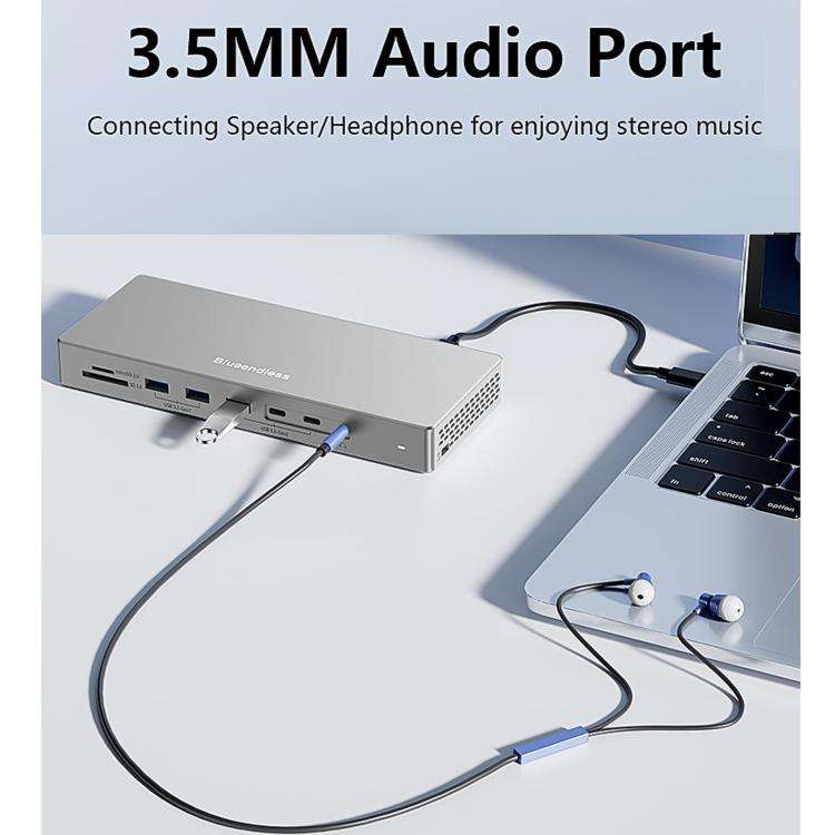 16 In 1 Laptop Quad-Screen Display Expansion Dock Type-C 3.2 Hub, HDMI x 2+DP, DP x 2+HDMI
