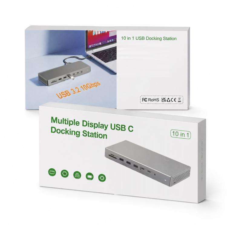 16 In 1 Laptop Quad-Screen Display Expansion Dock Type-C 3.2 Hub, HDMI x 2+DP, DP x 2+HDMI