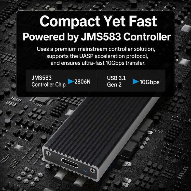 Blueendless 2806N M.2 NVMe SSD Enclosure 10Gbps Aluminum External Solid State Drive Case, Dual Ca...