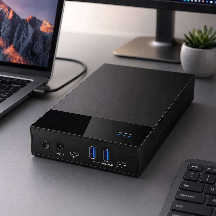 Blueendless 3.5/2.5 Inch SATA External Hard Drive Enclosure With Built-In USB 3.0 Hub USB To SATA...