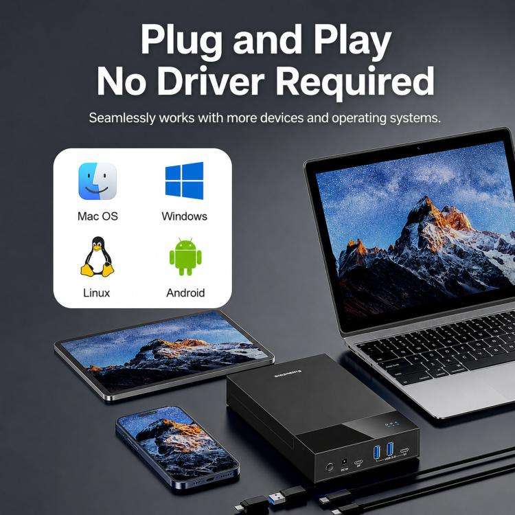 Blueendless 3.5/2.5 Inch SATA External Hard Drive Enclosure With Built-In USB 3.0 Hub USB To SATA...
