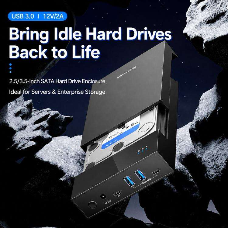 Blueendless 3.5/2.5 Inch SATA External Hard Drive Enclosure With Built-In USB 3.0 Hub USB To SATA...