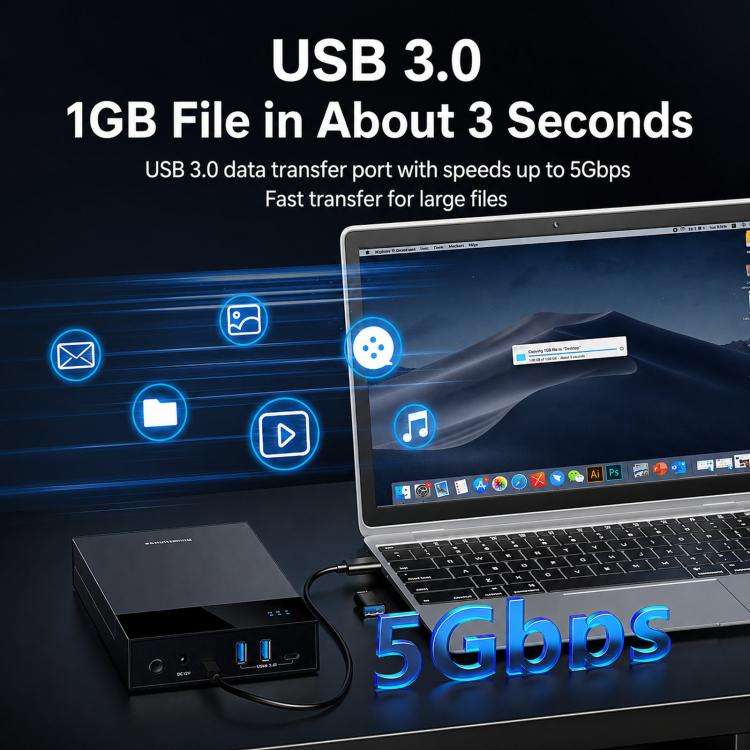 Blueendless 3.5/2.5 Inch SATA External Hard Drive Enclosure With Built-In USB 3.0 Hub USB To SATA...
