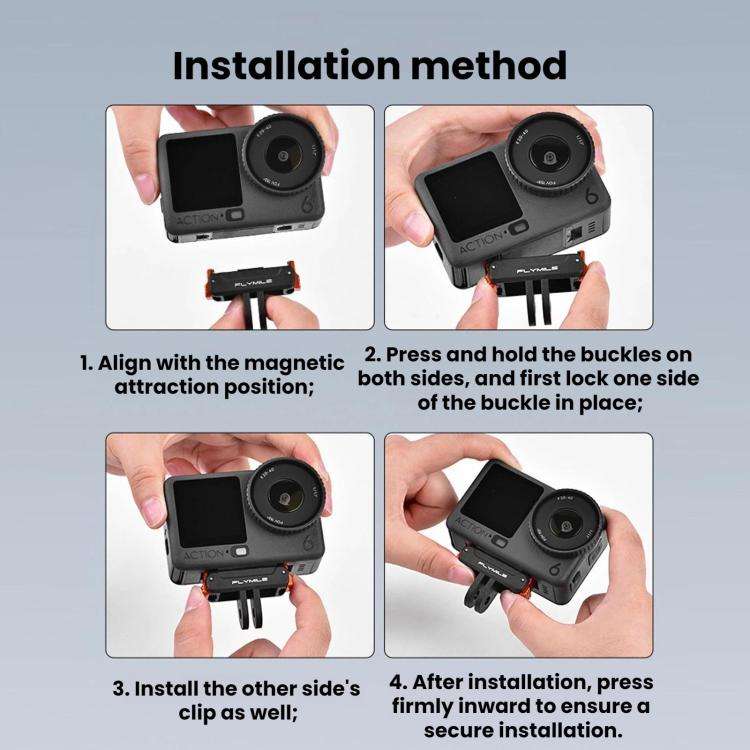 For DJI Osmo Action 6 / 5 Pro / 4 / 3 FLYMILE Magnetic Quick-Release Base