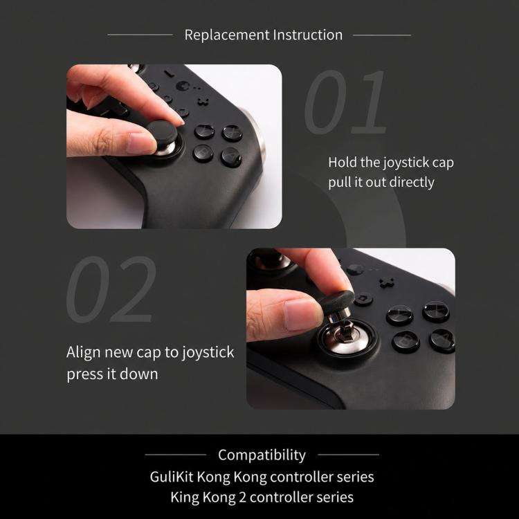 GuliKit NS34 King Kong Ring Thumbstick Kit 6-in-1 Replacement Joystick Caps with 3 Heights Compat...