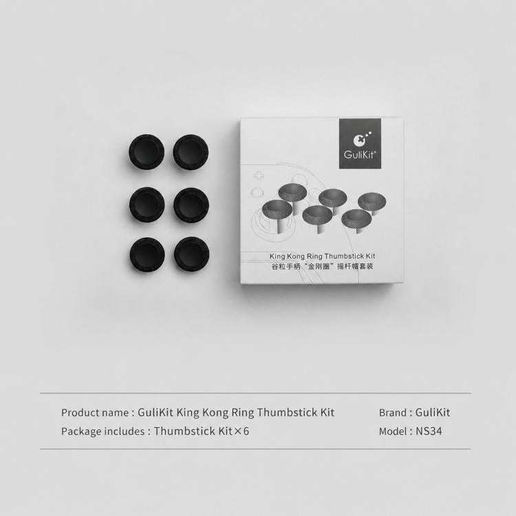 GuliKit NS34 King Kong Ring Thumbstick Kit 6-in-1 Replacement Joystick Caps with 3 Heights Compat...