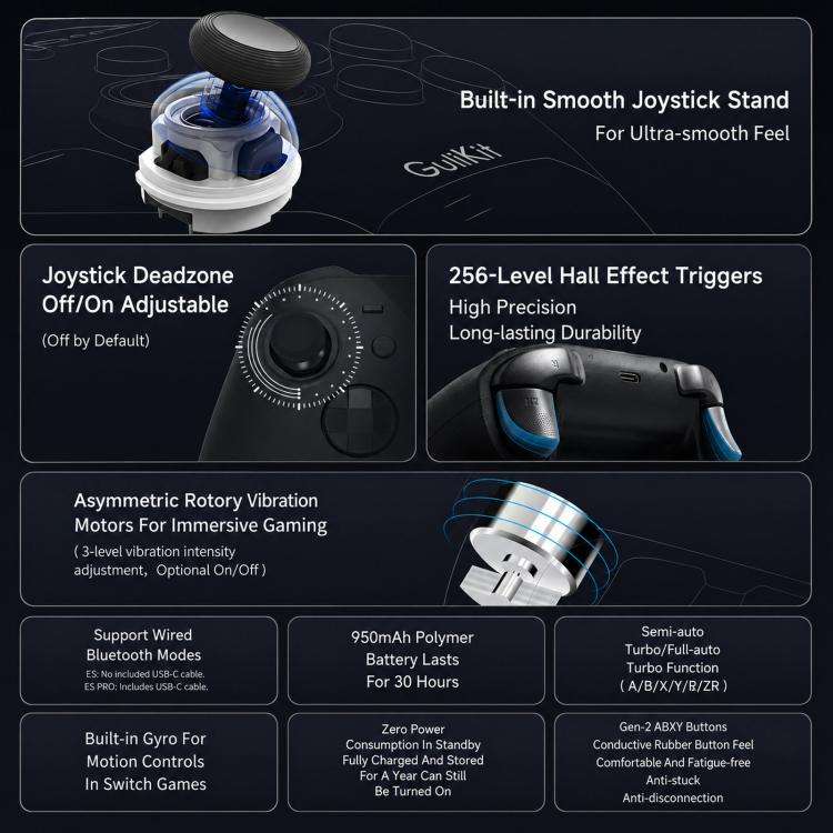 GuliKit ES Pro E-Sports Controller With TMR Joysticks Support Switch / Switch 2 Wakeup
