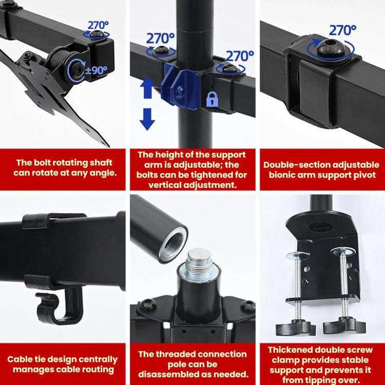 10-32 Inch 4-Screen Desktop Monitor Mount With Mechanical Arm, ZX-MT044