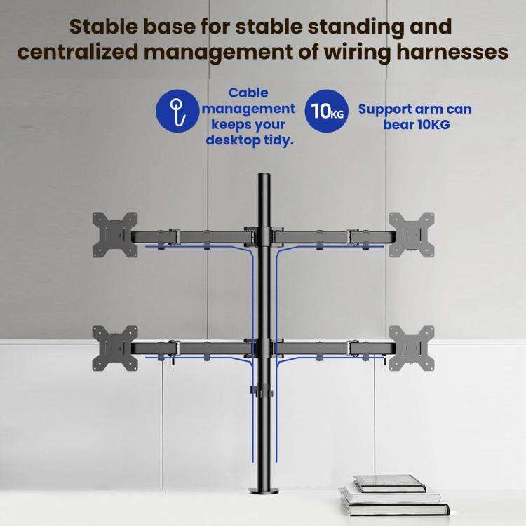 10-32 Inch 4-Screen Desktop Monitor Mount With Mechanical Arm, ZX-MT044