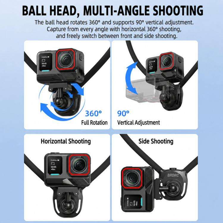 BRDRC POV Perspective Shot Quick-Release Neck Brace, For Insta360  Ace Pro 1 / 2, For Gopro